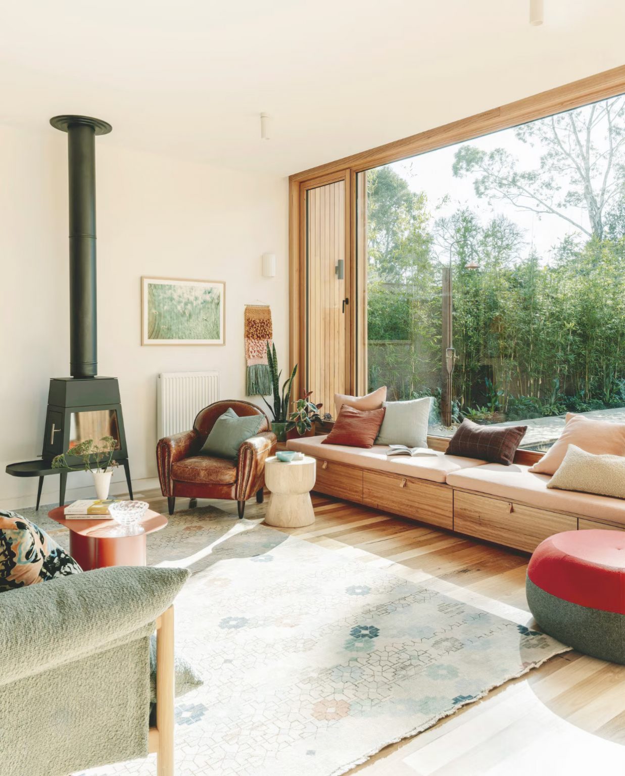 living room contemporary decoration with picture window sustainable house Melbourne