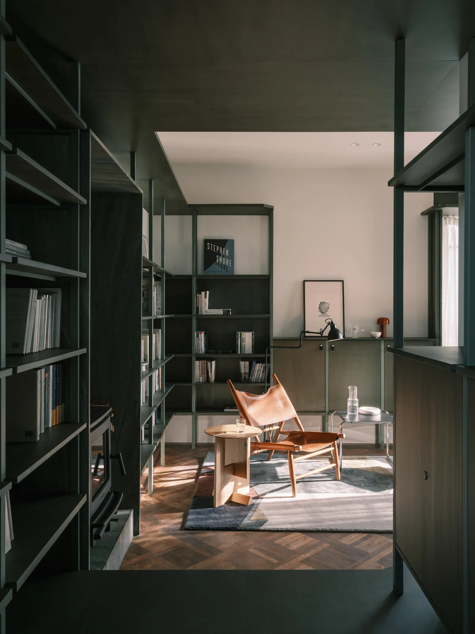 living room contemporary decor with custom-built library, 45m2 apartment, Shanghai living room contemporary decor with custom-built library, 45m2 apartment, Shanghai