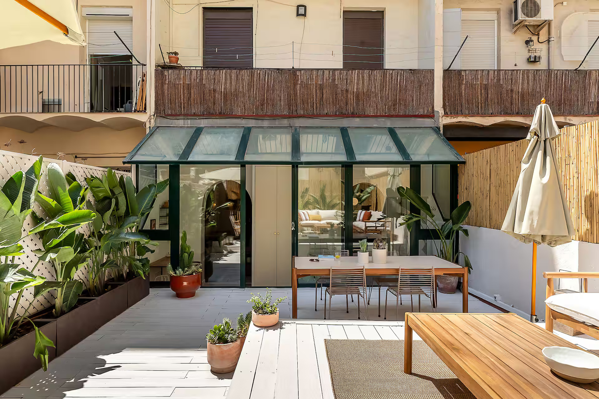 large terrace modern apartment in Barcelona