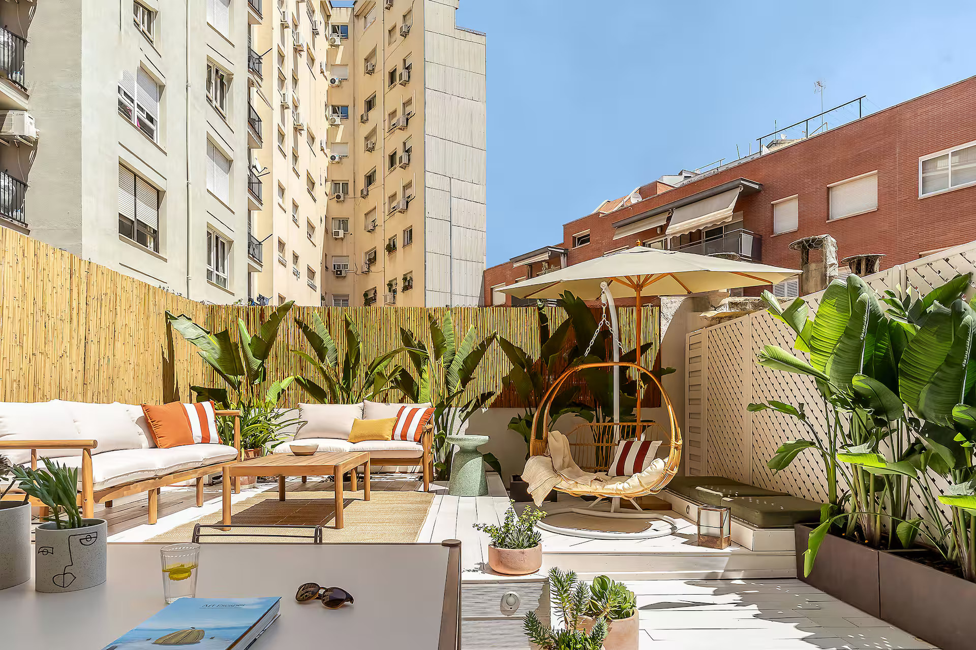 large terrace modern apartment in Barcelona