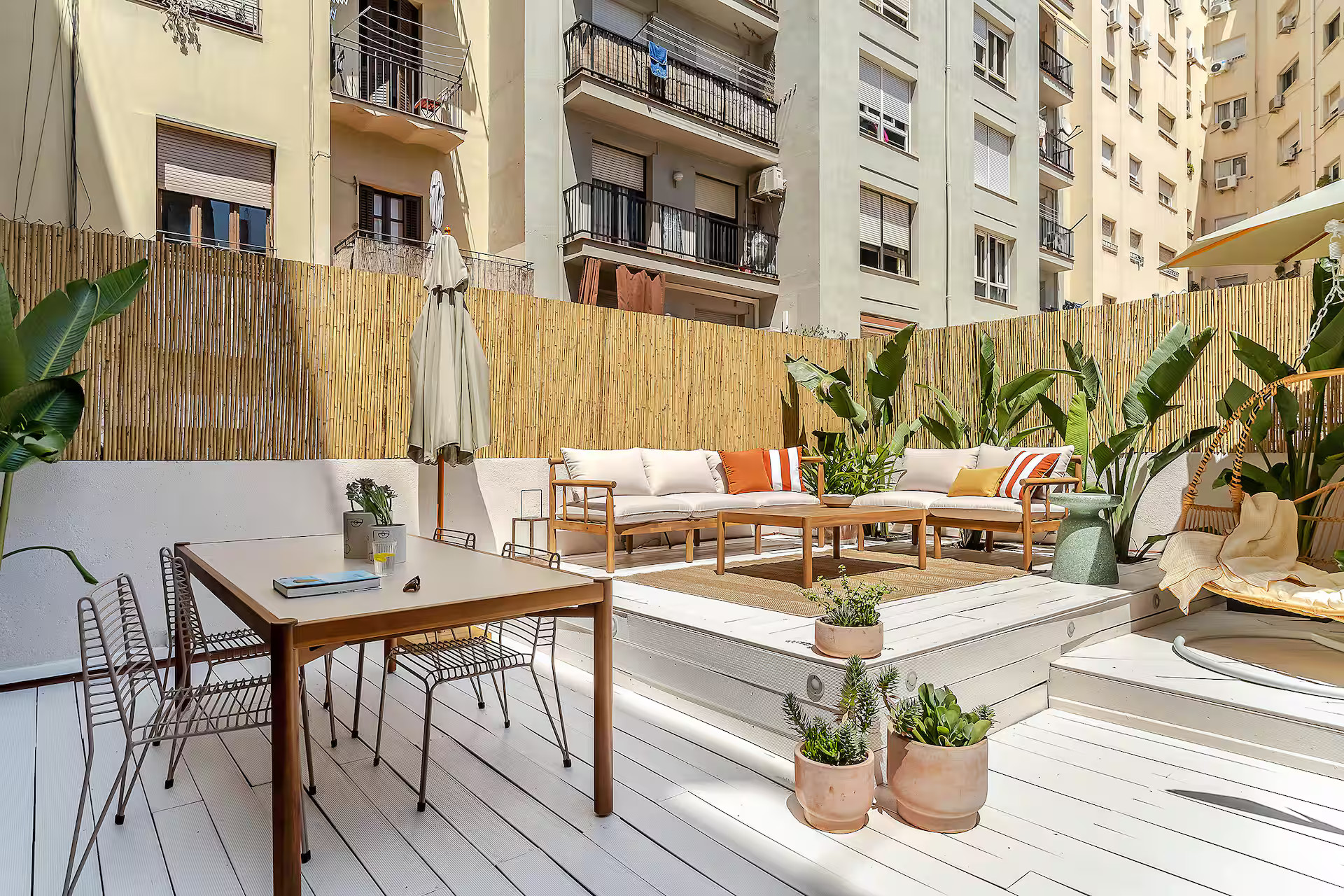 large terrace modern apartment in Barcelona