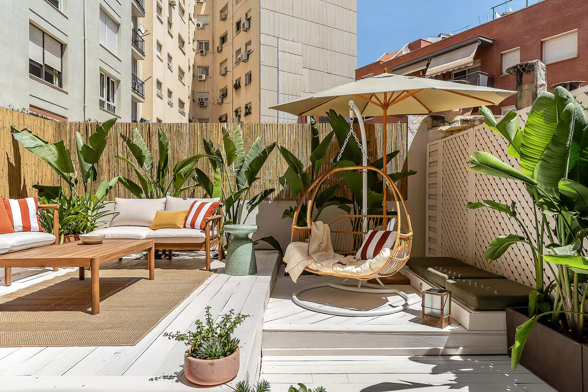 large terrace modern apartment in Barcelona