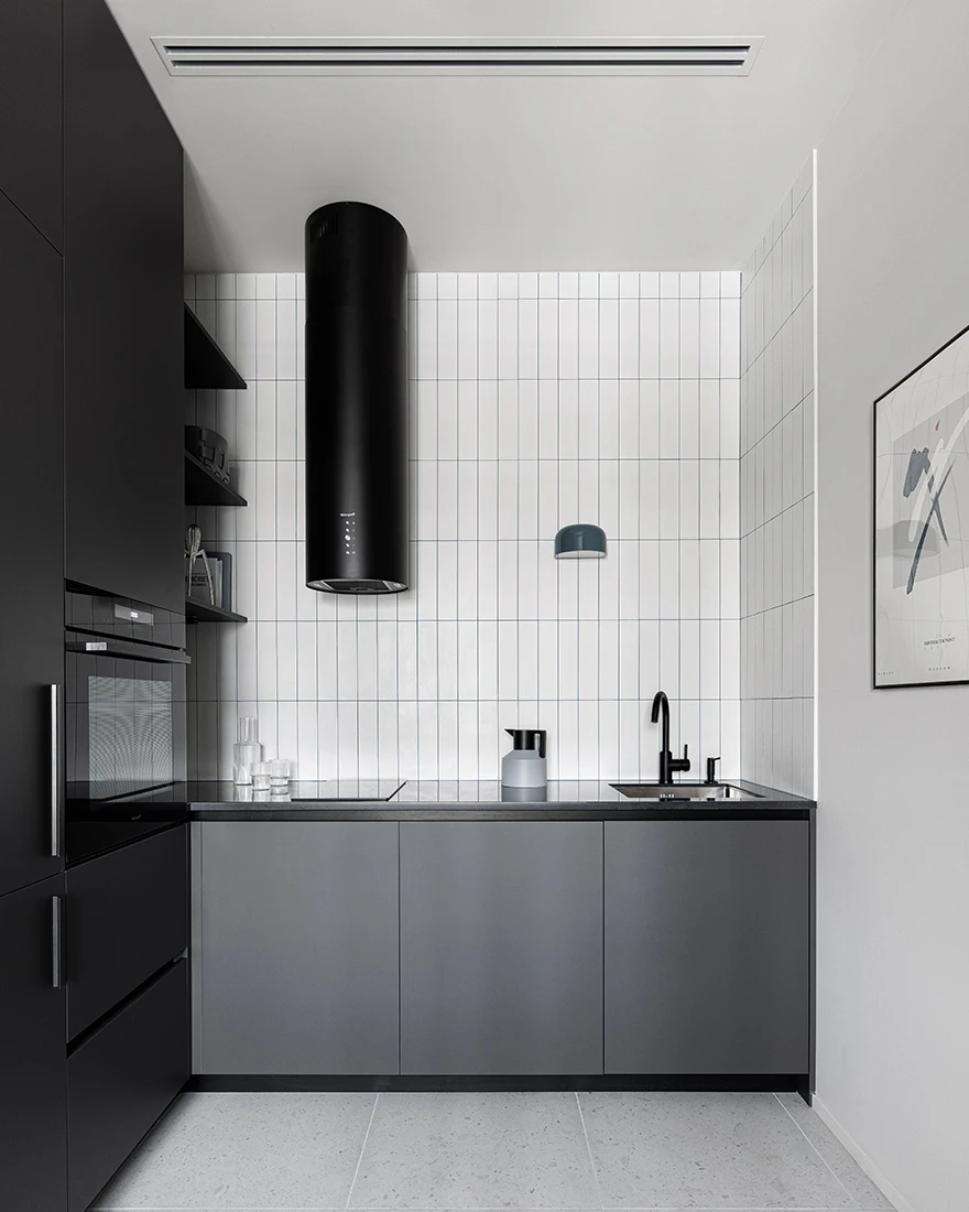 cuisine grise appartement design 33m2