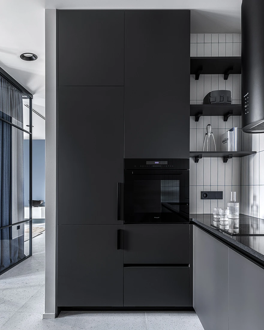 cuisine grise appartement design 33m2