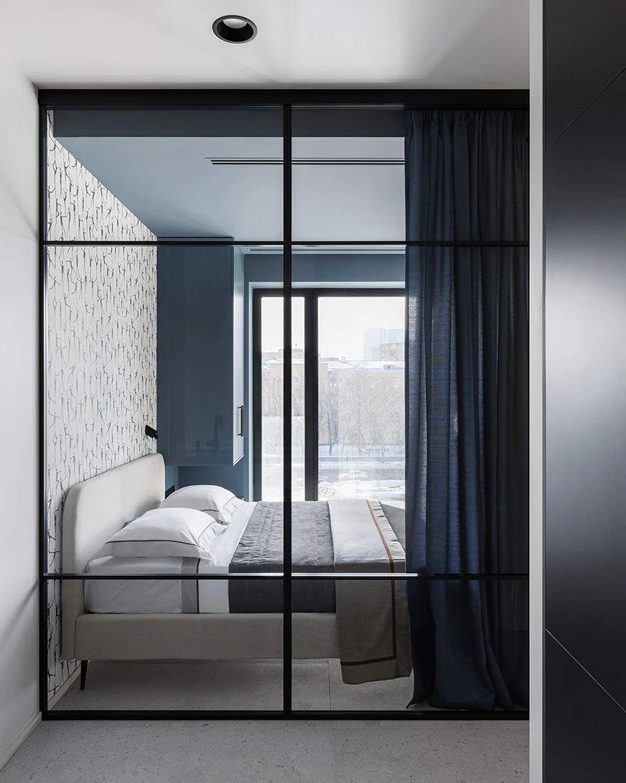 chambre avec verrière appartement design 33m2