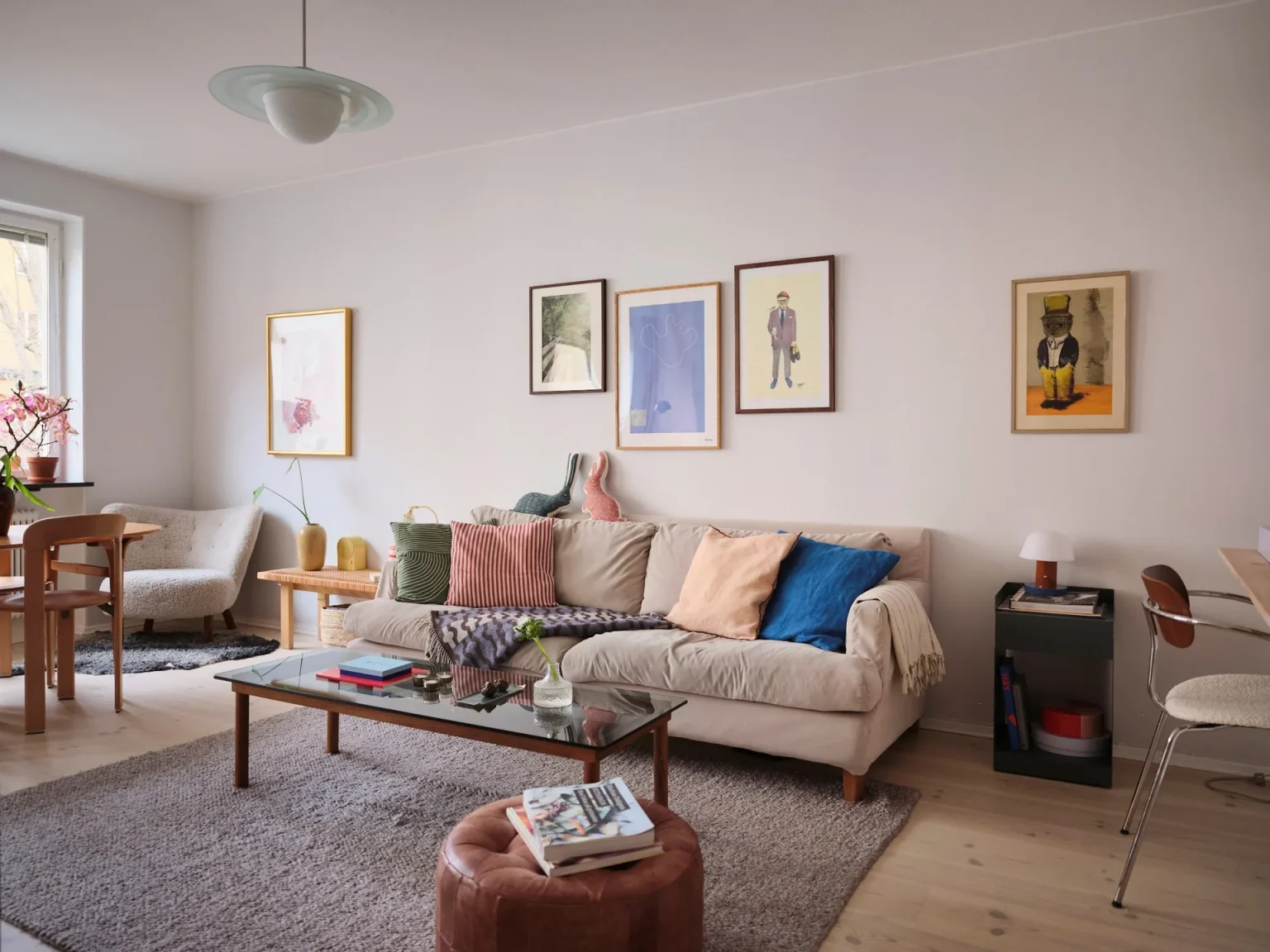 salon et salle à manger deux-pièces de 54m2 décoration scandinave