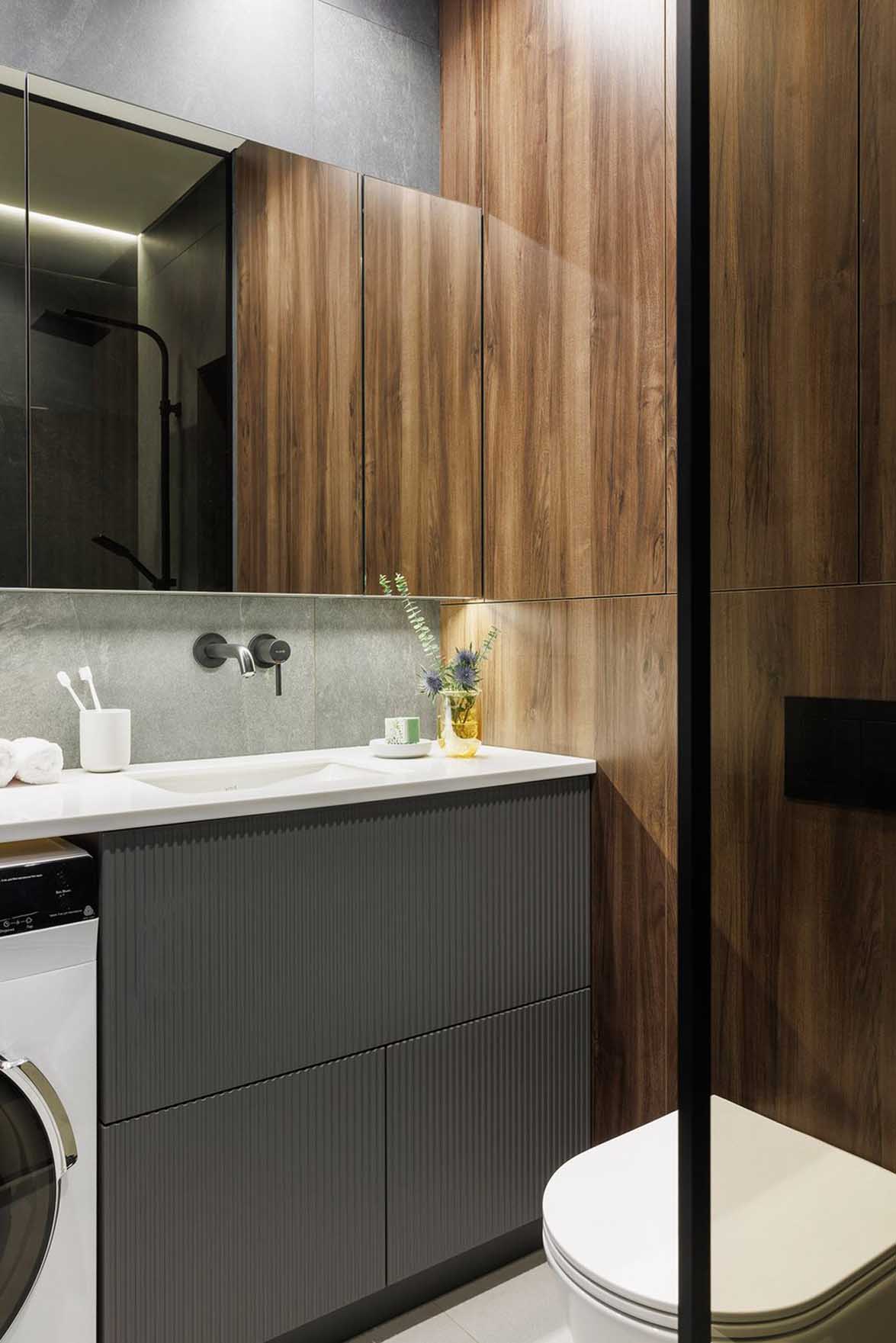modern bathroom grey and walnut modern bathroom grey and walnut