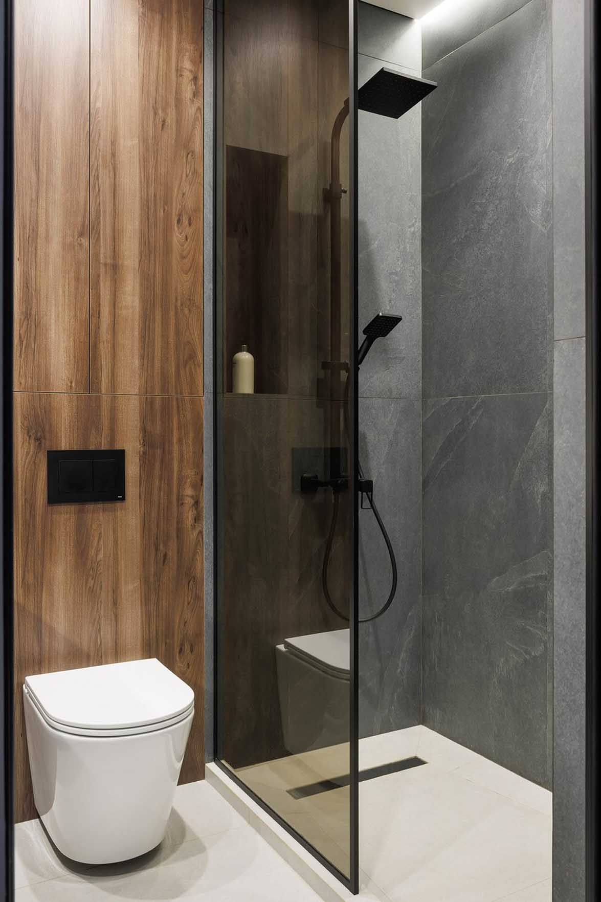 modern bathroom grey and walnut modern bathroom grey and walnut