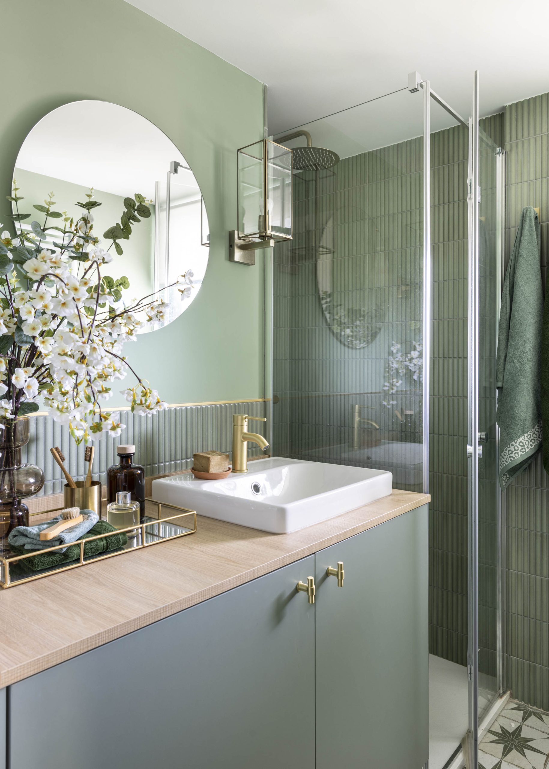 salle de bain verte et bois salle de bain verte et bois