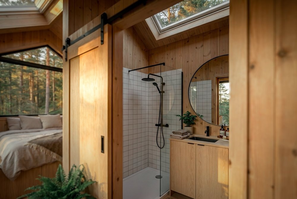 chambre et salle de bain petite maison mobile Tanglewood Tiny Homes chambre et salle de bain petite maison mobile Tanglewood Tiny Homes