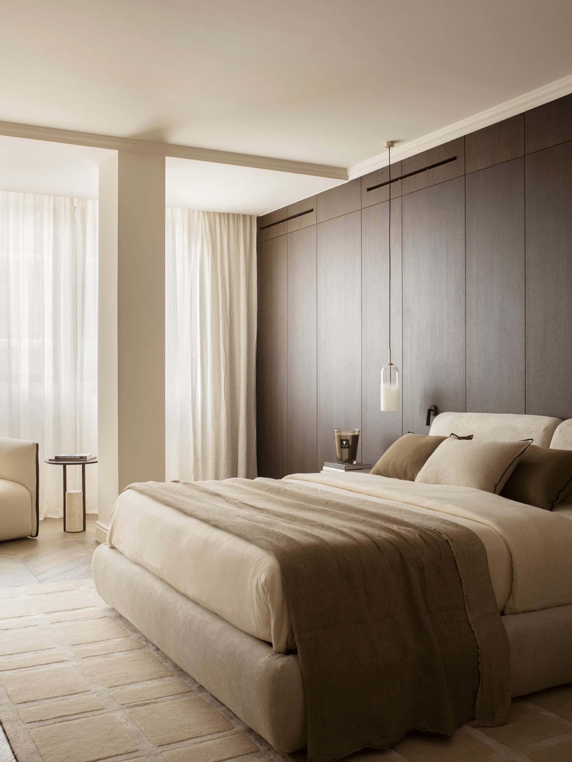 chambre mur noyer décoration contemporaine beige chambre mur noyer décoration contemporaine beige