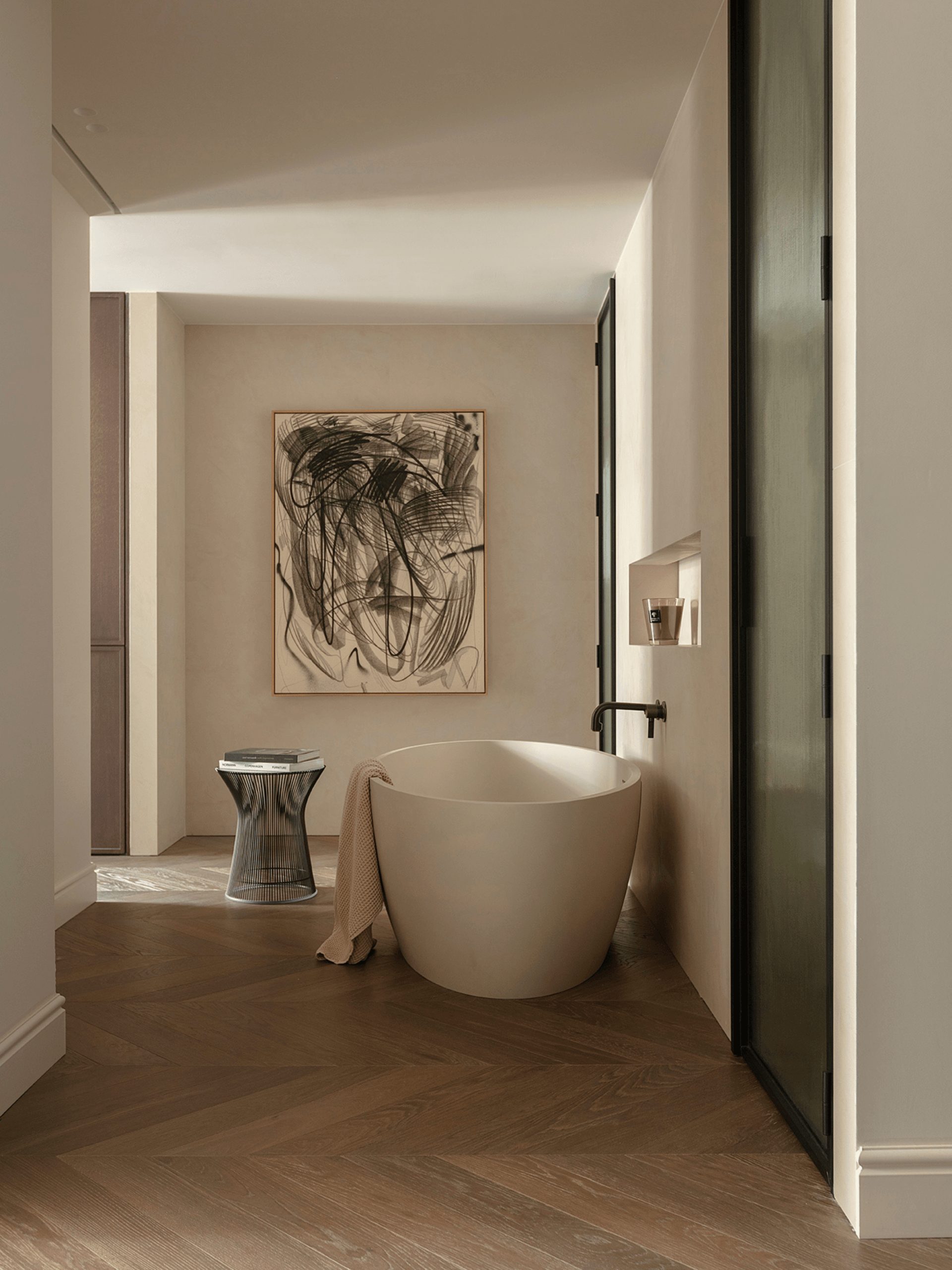 salle de bain baignoire îlot design décoration contemporaine beige salle de bain baignoire îlot design décoration contemporaine beige