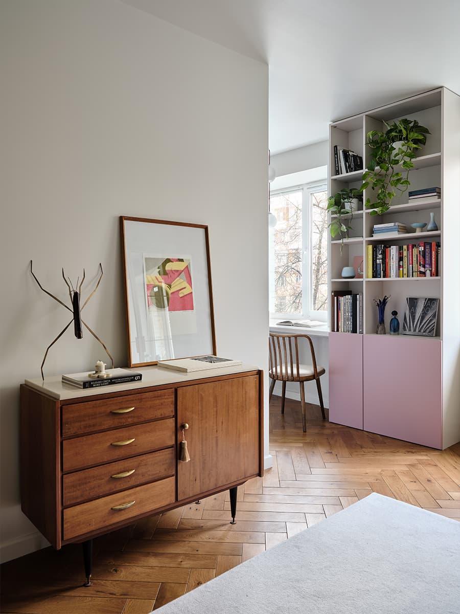 salon avec buffet teck vintage deux-pièces 38m2
