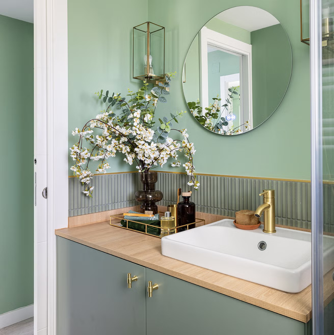 salle de bain verte et bois salle de bain verte et bois