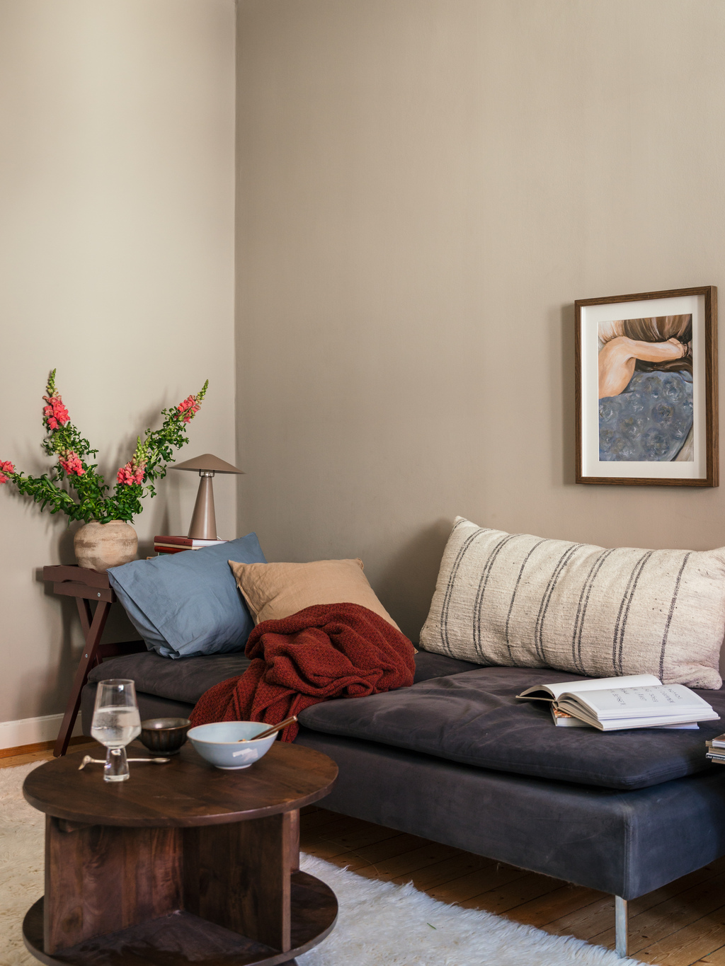living room with gray sofa living room with gray sofa