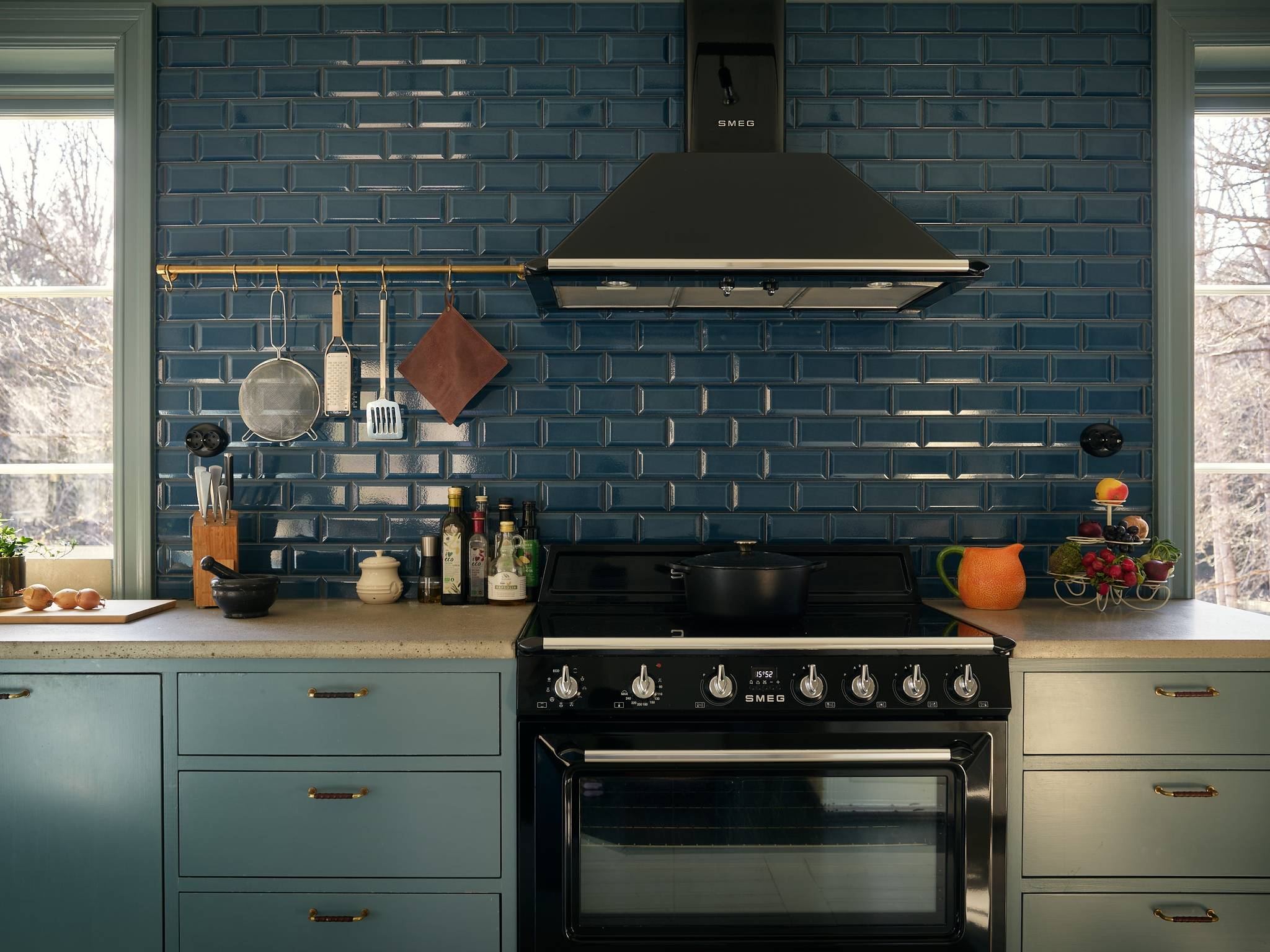 cuisine bleue décoration vintage maison des années 1920 Suède cuisine bleue décoration vintage maison des années 1920 Suède