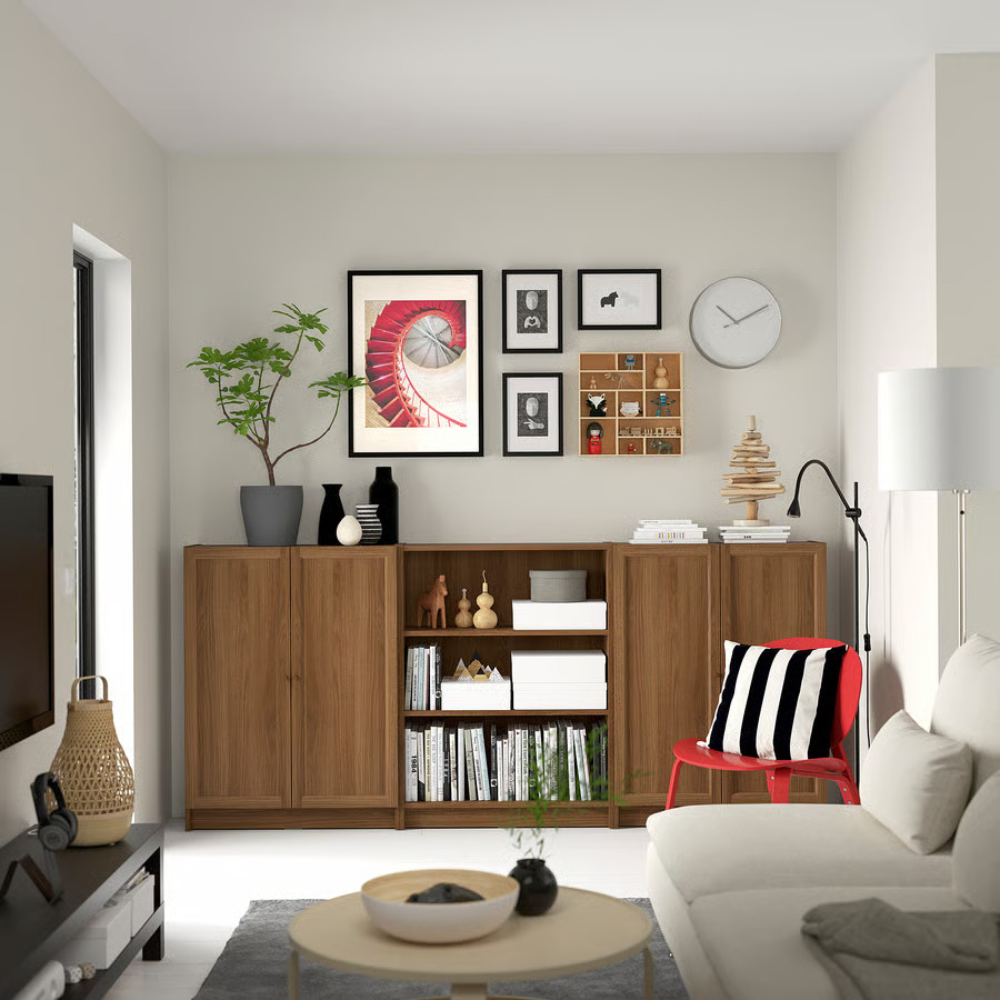 salon IKEA bois noyer et gris salon IKEA bois noyer et gris