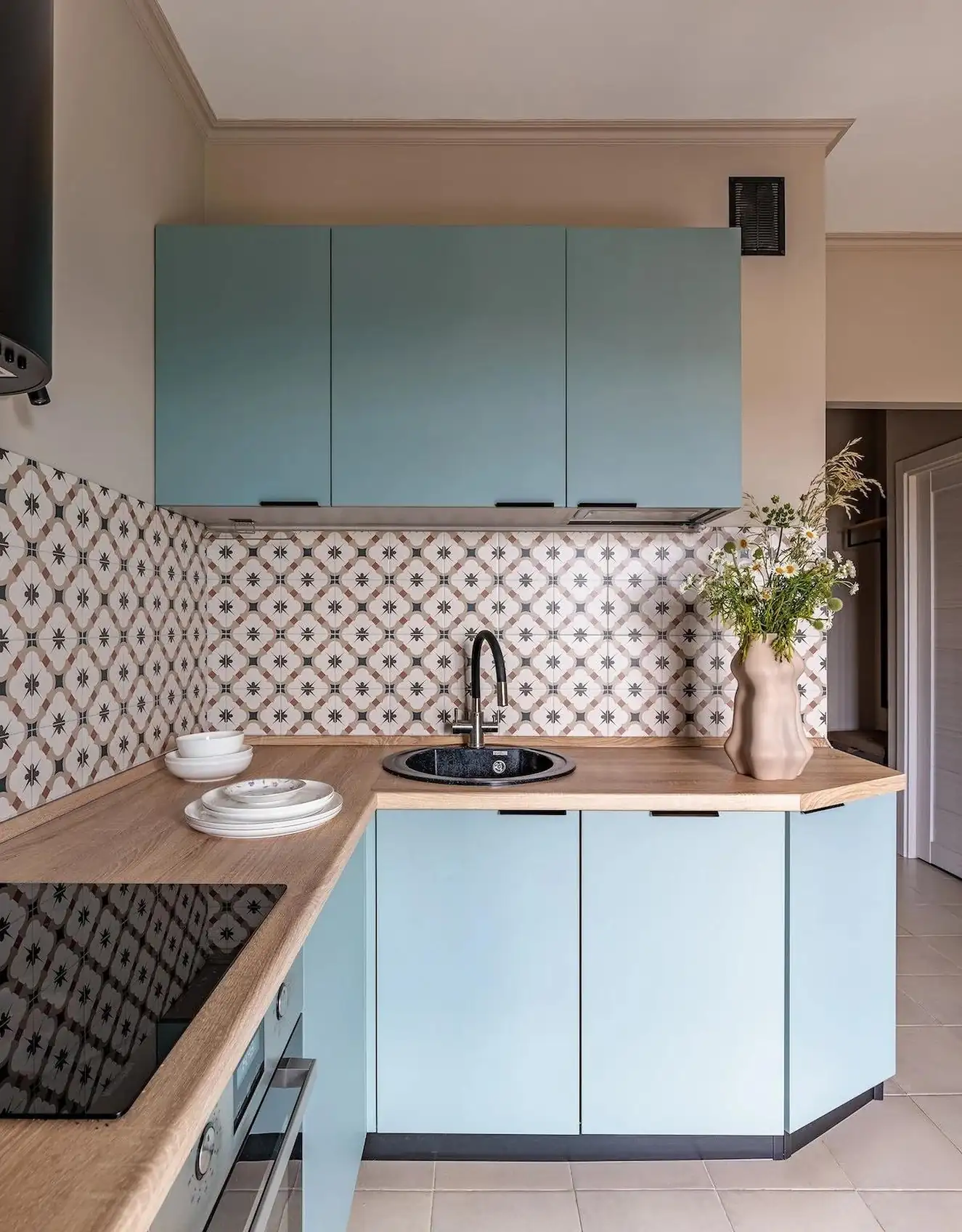 cuisine bleue décoration contemporaine studio 39m2 cuisine bleue décoration contemporaine studio 39m2