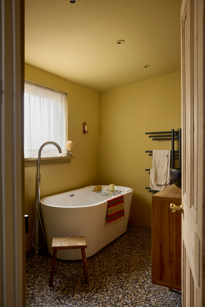 salle de bain sol terrazzo maison victorienne agrandie Londres salle de bain sol terrazzo maison victorienne agrandie Londres