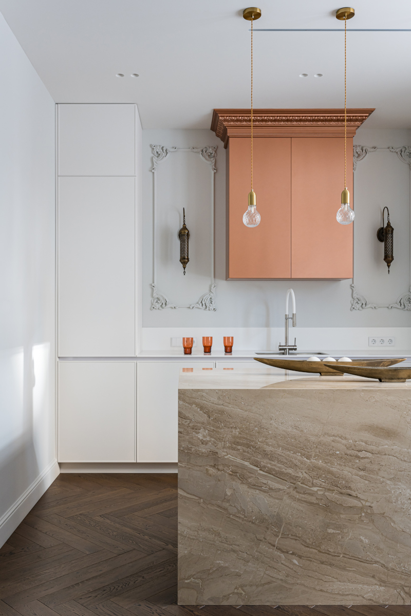 cuisine ouverte avec îlot marbre décoration éclectique et contemporaine cuisine ouverte avec îlot marbre décoration éclectique et contemporaine