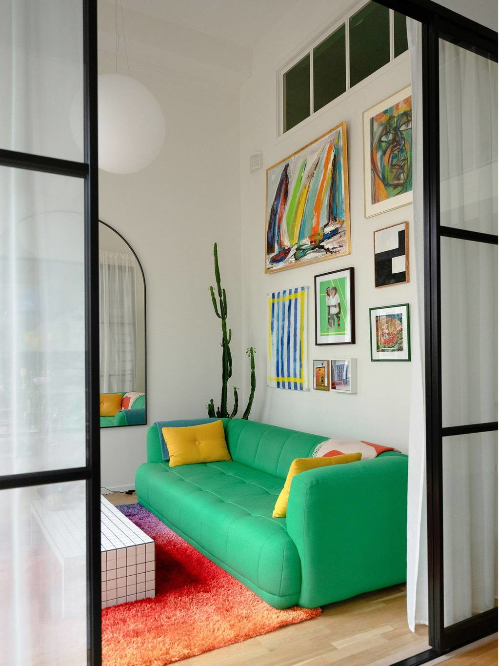living room with glass partition designer colored and scandinavian decor living room with glass partition designer colored and scandinavian decor