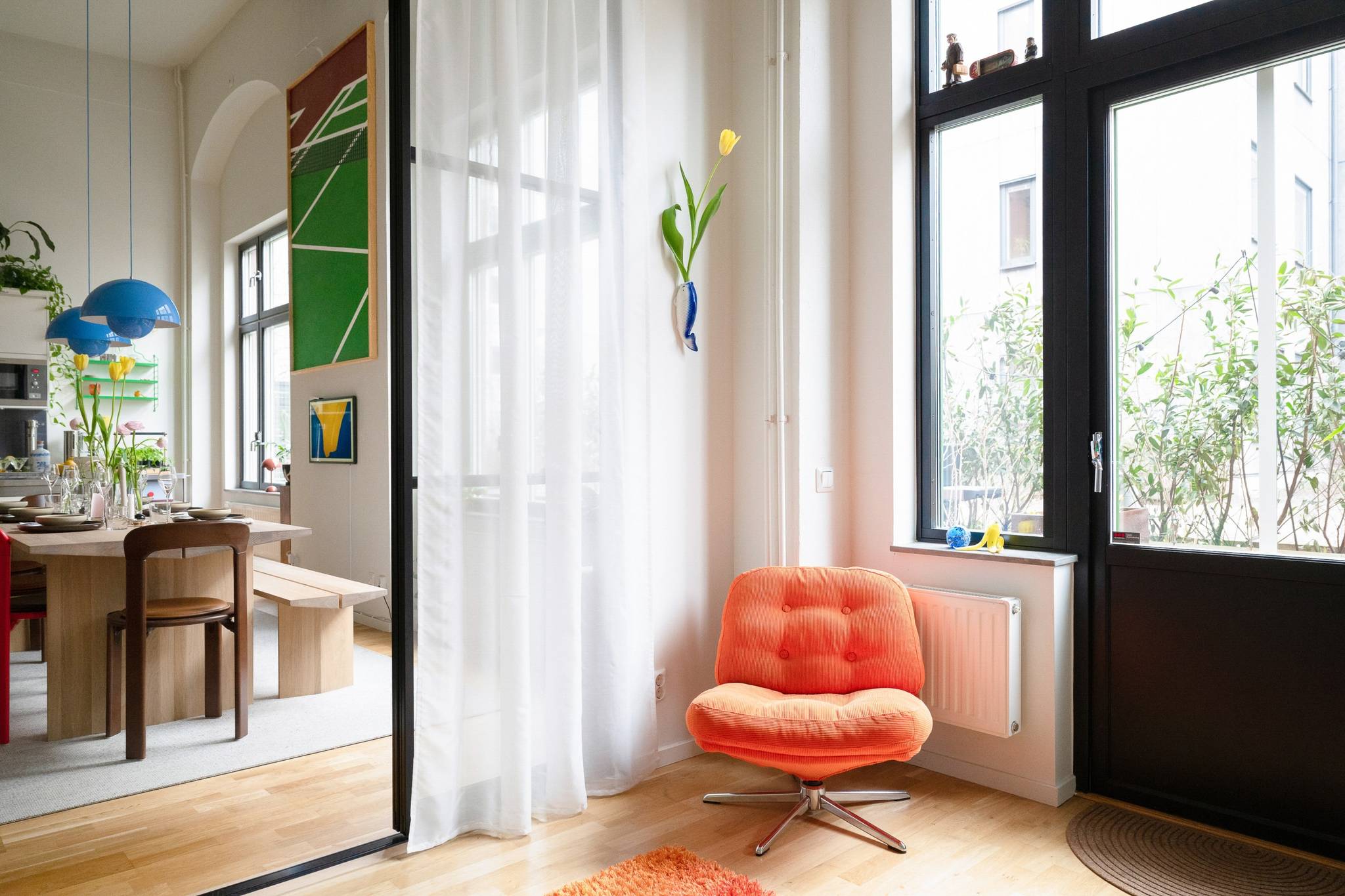 living room with glass partition designer colored and scandinavian decor living room with glass partition designer colored and scandinavian decor