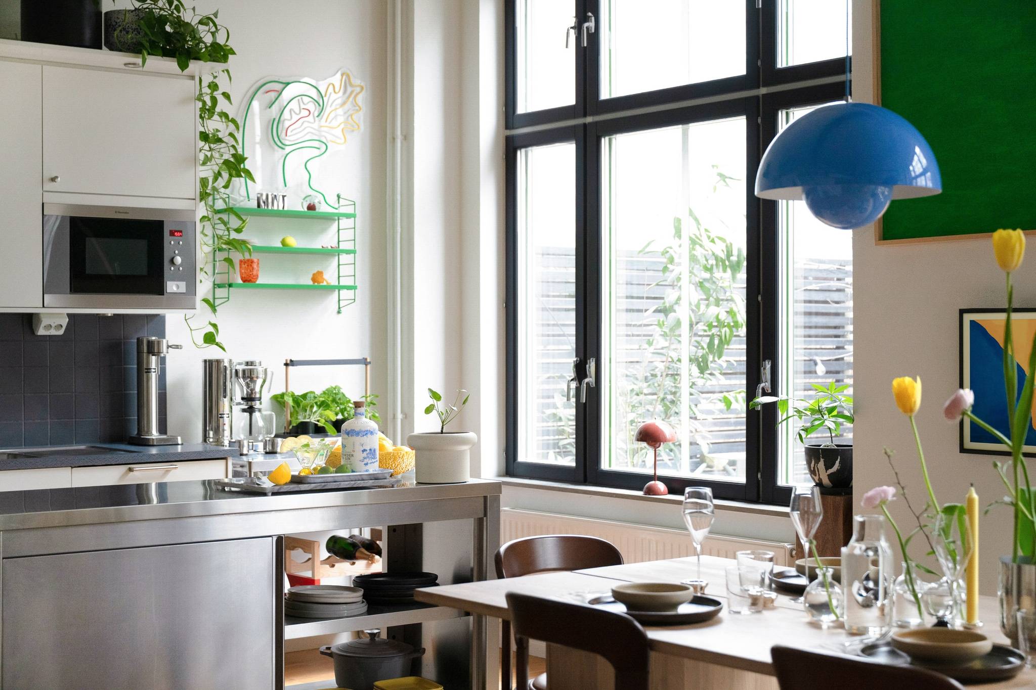 living room with open kitchen designer colored and scandinavian decor living room with open kitchen designer colored and scandinavian decor