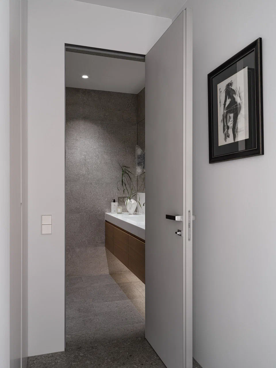 salle de bain bois et gris décoration contemporaine appartement 52m2 salle de bain bois et gris décoration contemporaine appartement 52m2
