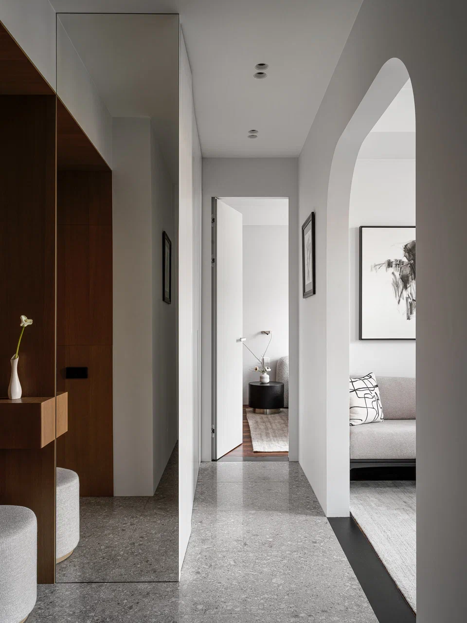 couloir avec arche décoration contemporaine appartement 52m2 couloir avec arche décoration contemporaine appartement 52m2