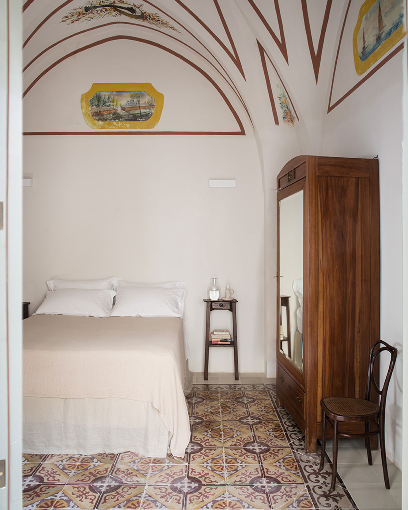 bedroom with arches period floor rustic chic decor
