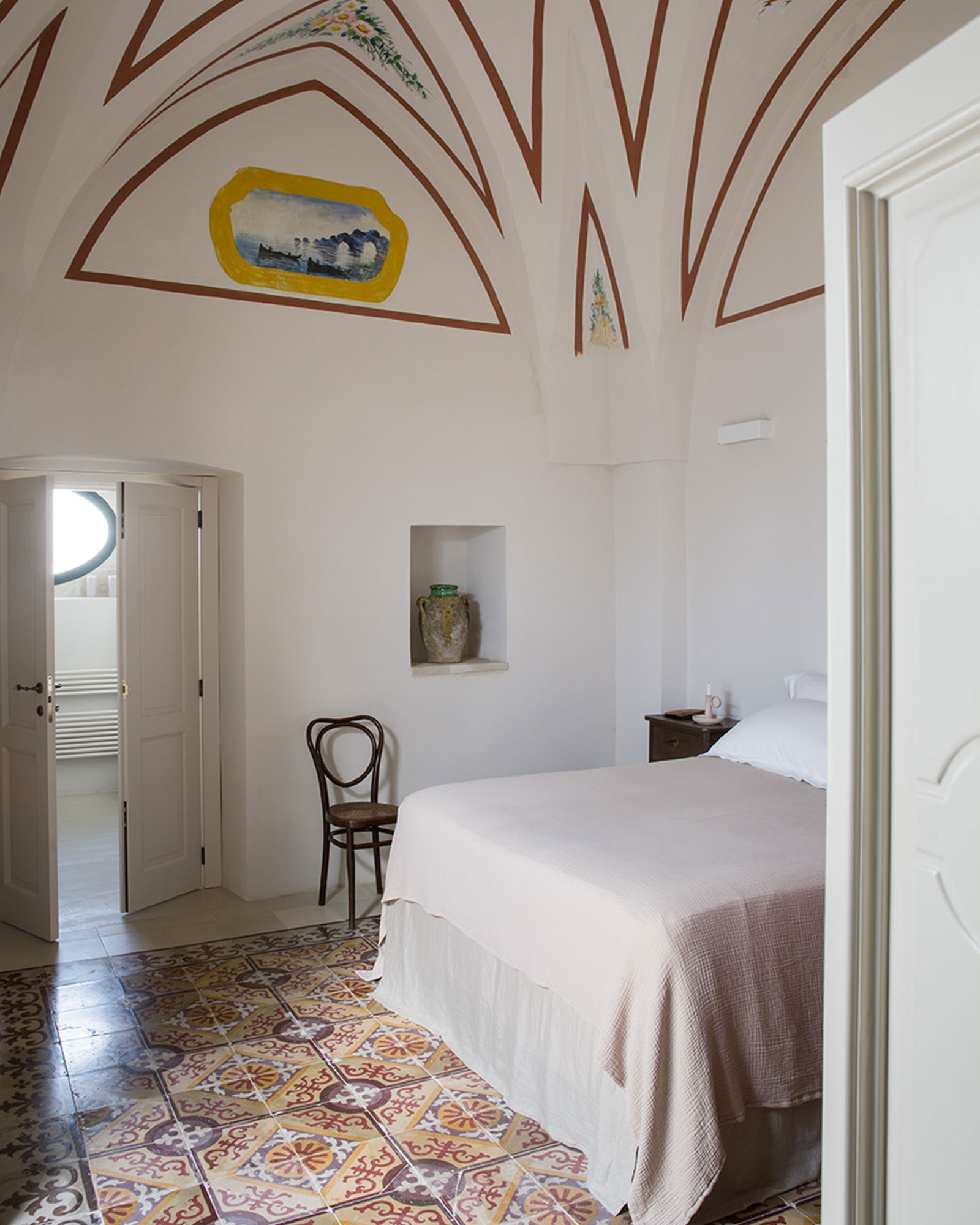 bedroom with arches period floor rustic chic decor