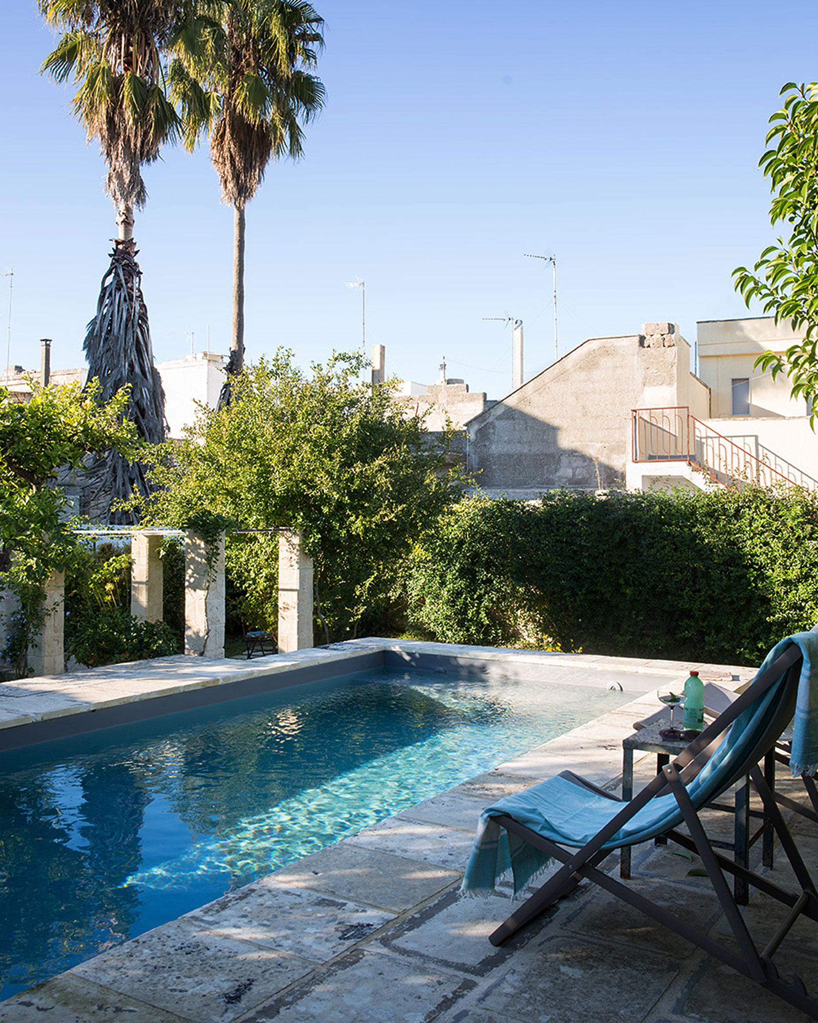 pool in the garden of a renovated historic townhouse in Puglia