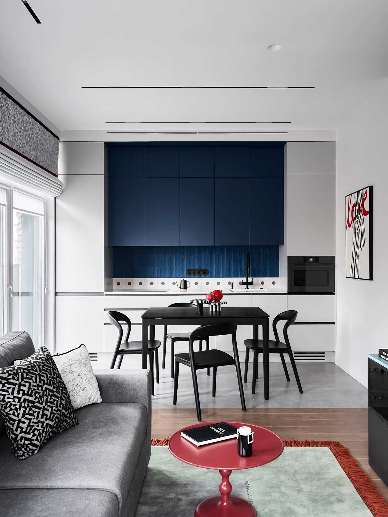 kitchen and living room designer decor 55sqm one-bedroom apartment