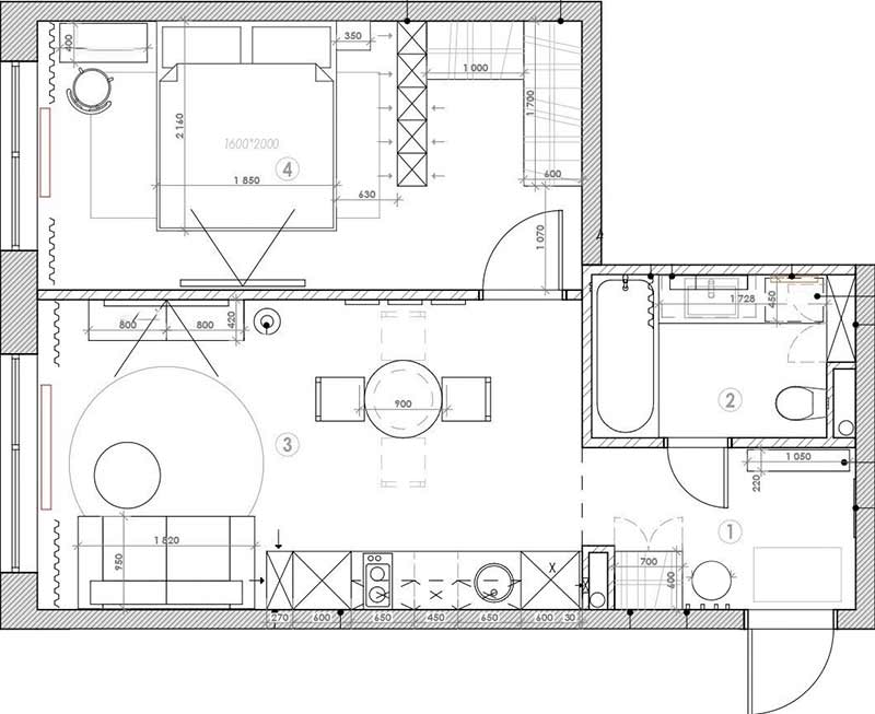 plan deux-pièces 42m2 plan deux-pièces 42m2