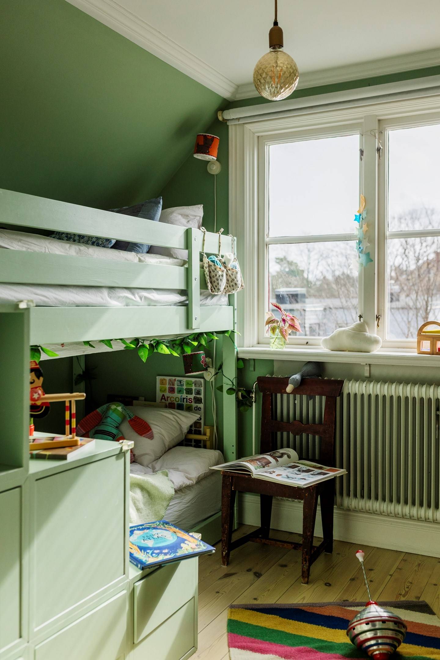 green attic bedroom with bunk bed green attic bedroom with bunk bed