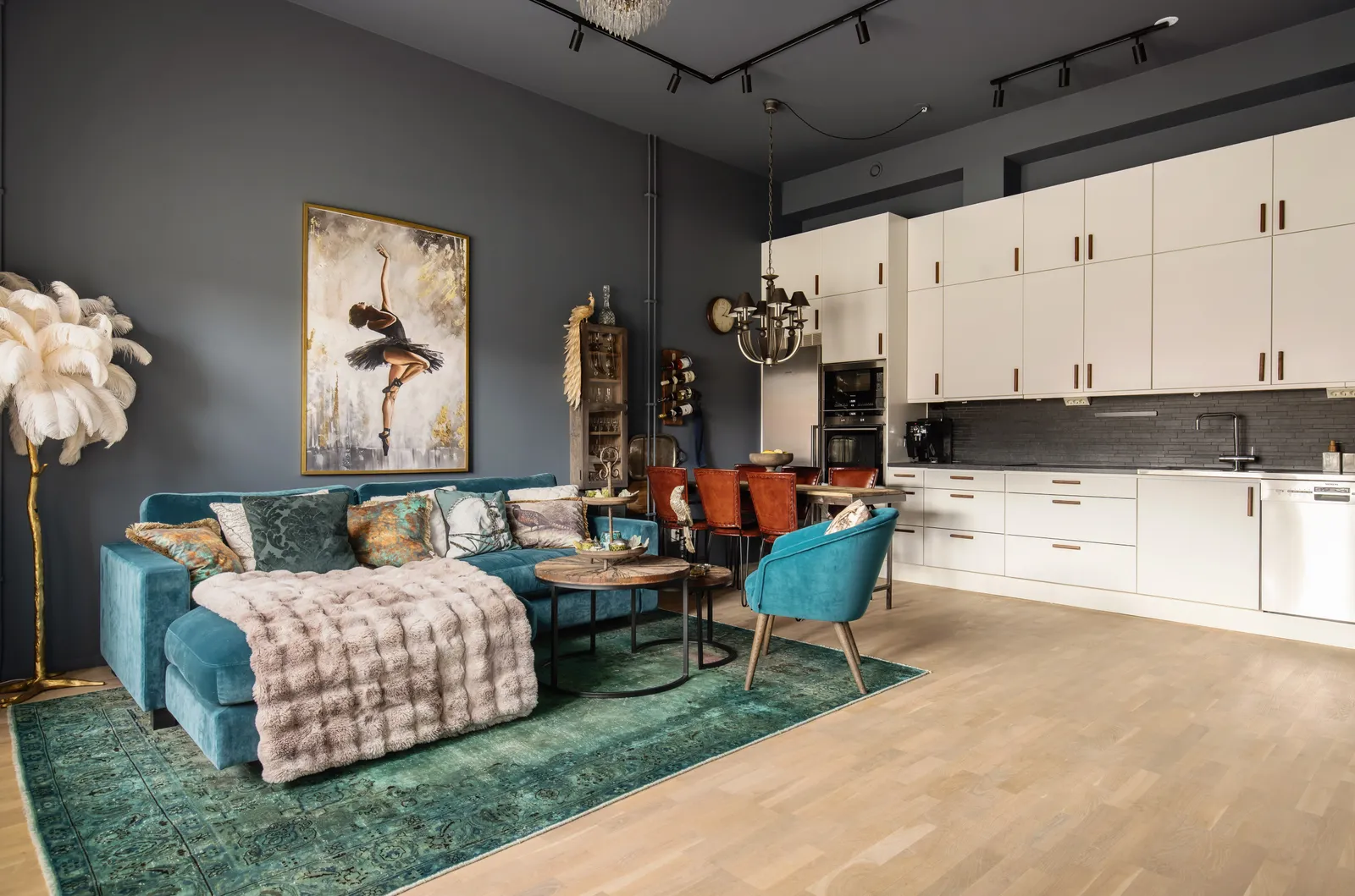 open kitchen and living room gray walls 54sqm apartment with terrace original and scandinavian decor open kitchen and living room gray walls 54sqm apartment with terrace original and scandinavian decor