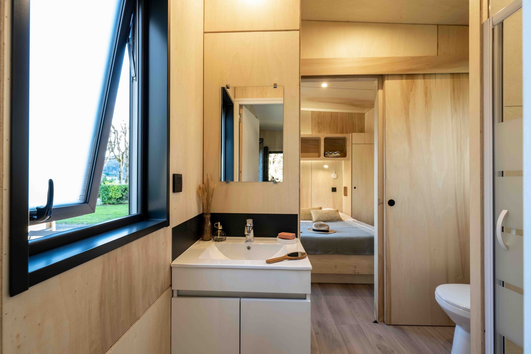 bathroom and bedroom wooden walls