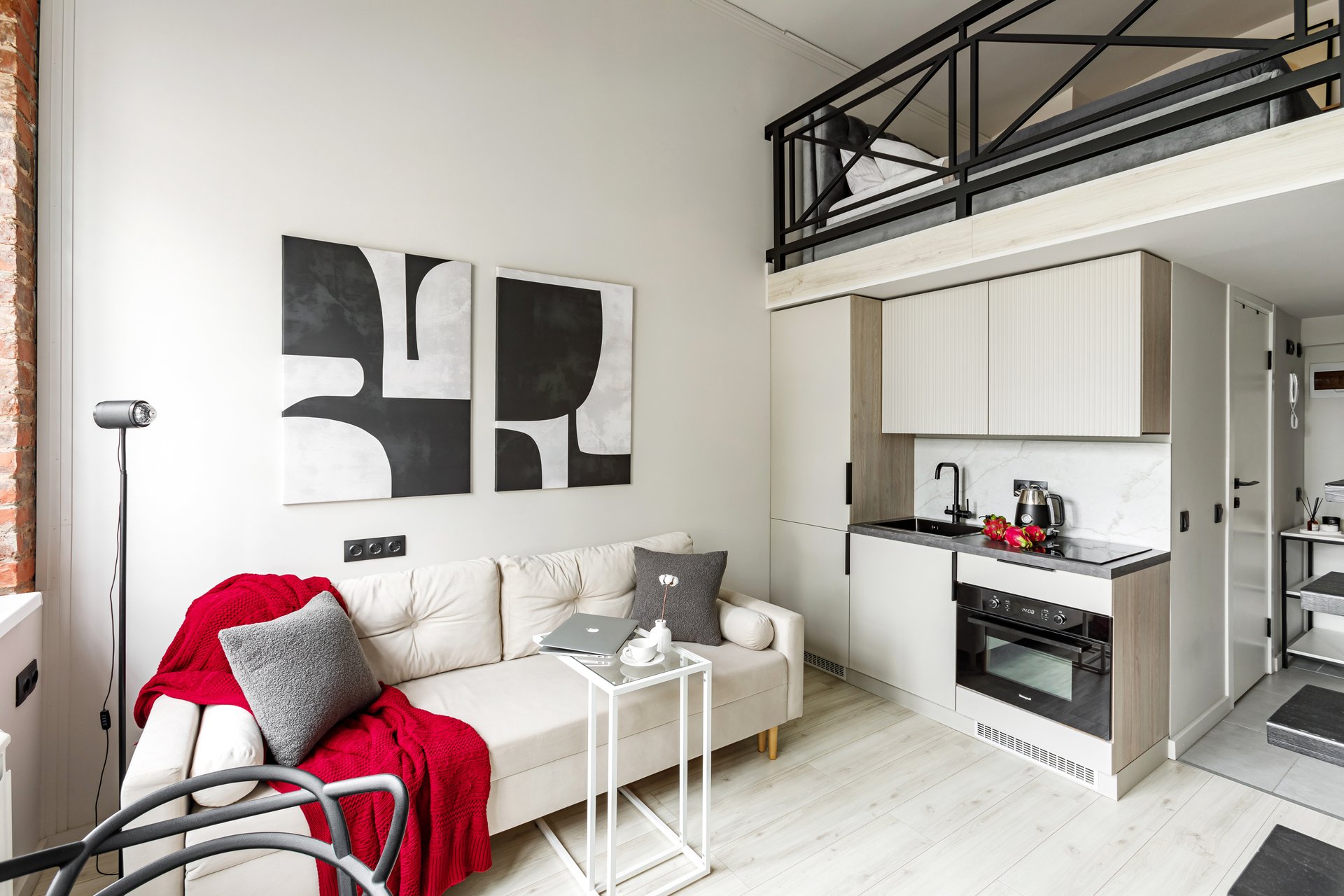 salon avec cuisine ouverte et mezzanine studio 20m2 décoration design salon avec cuisine ouverte et mezzanine studio 20m2 décoration design