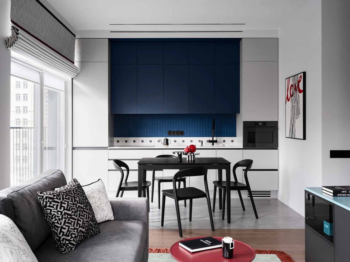 This 55sqm one-bedroom apartment hides a secret office for quiet remote work