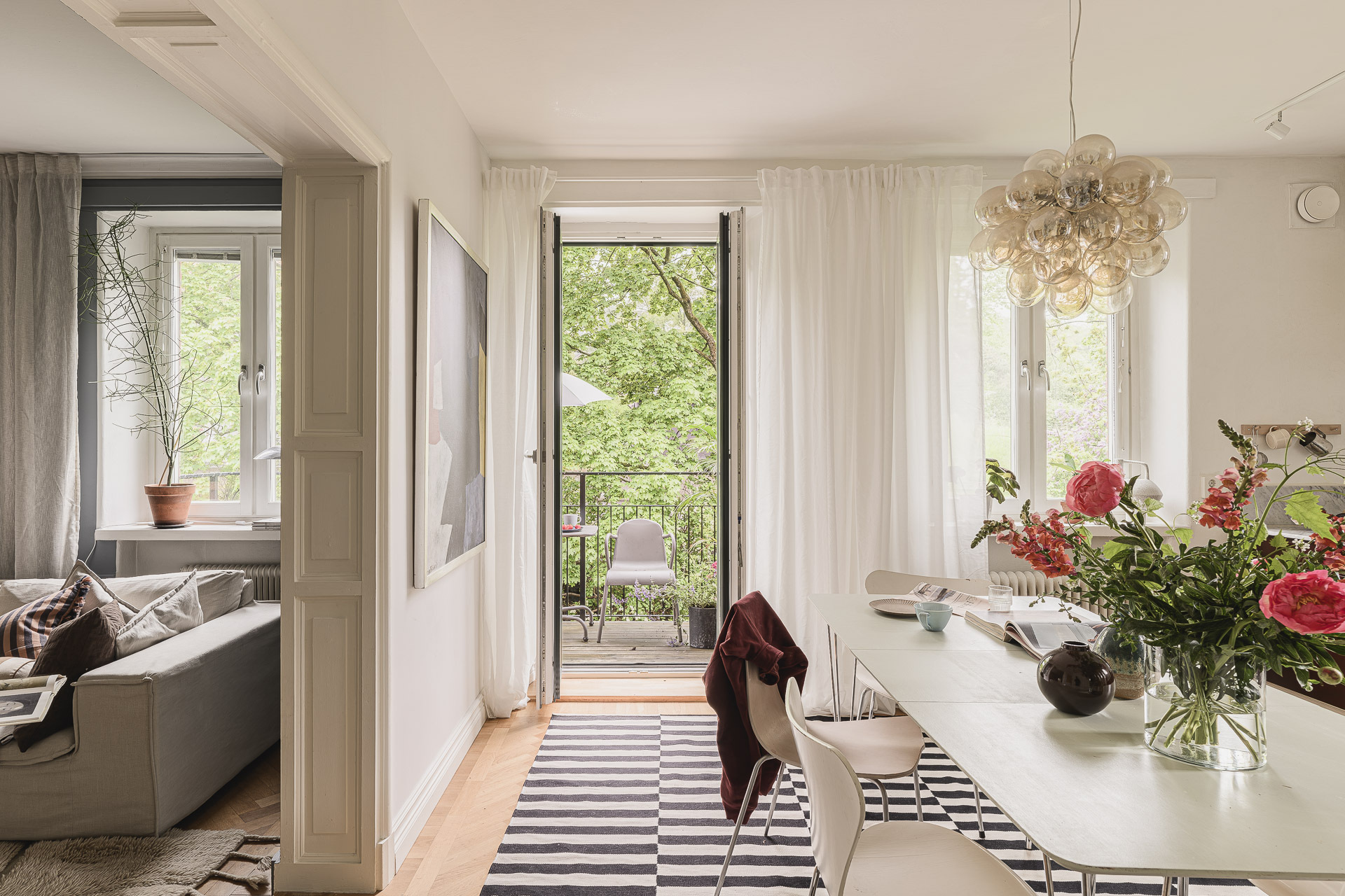 dining room with balcony Scandinavian decor in a period Swedish interior dining room with balcony Scandinavian decor in a period Swedish interior