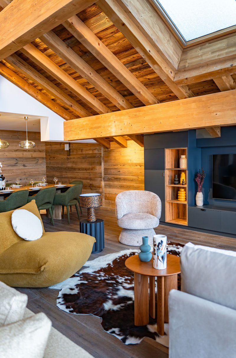 double height living room alpine Chalet J Méribel contemporary decor double height living room alpine Chalet J Méribel contemporary decor