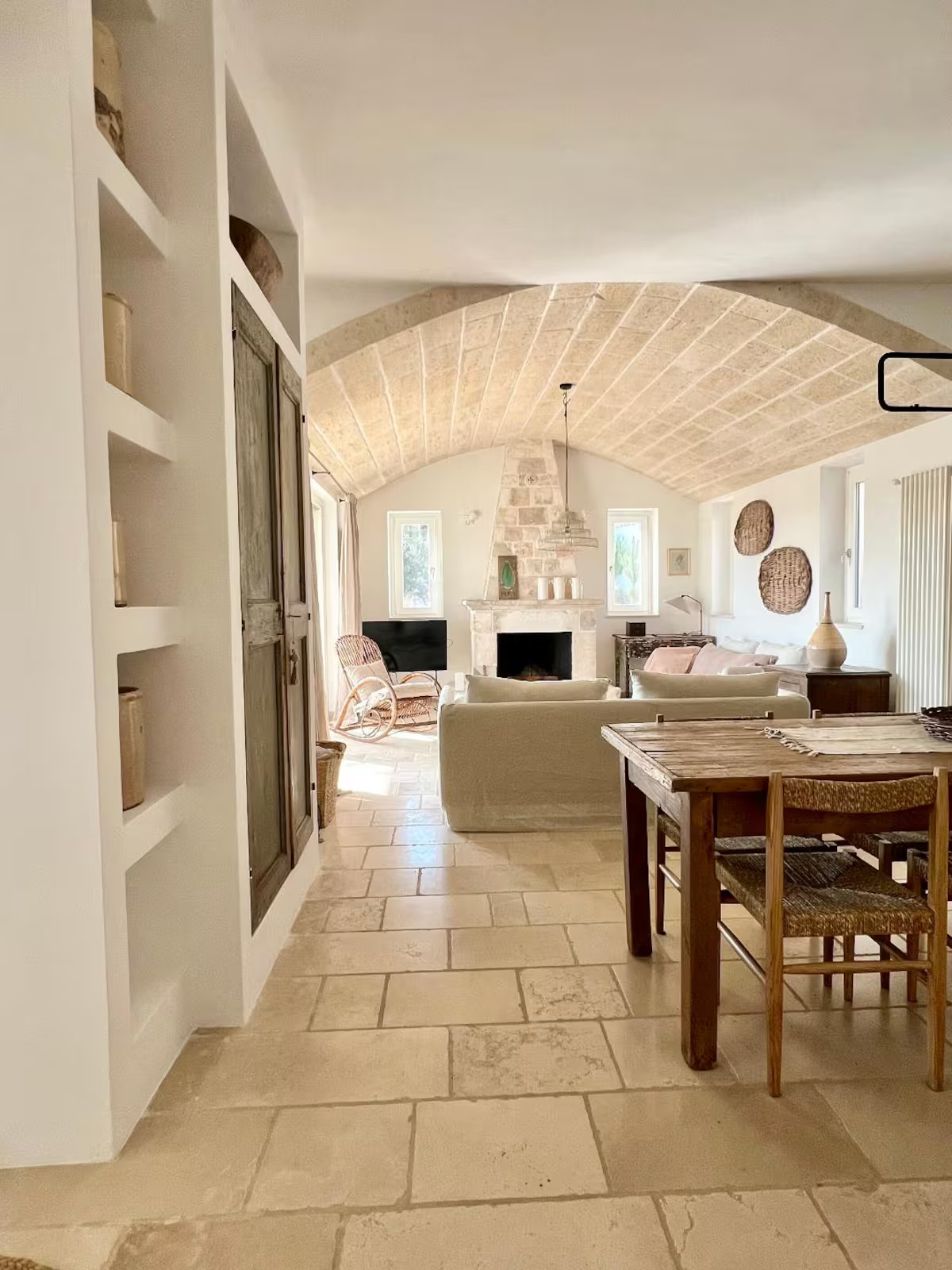 dining room and living room rustic chic decor renovated trullo in Puglia Trullo Falco