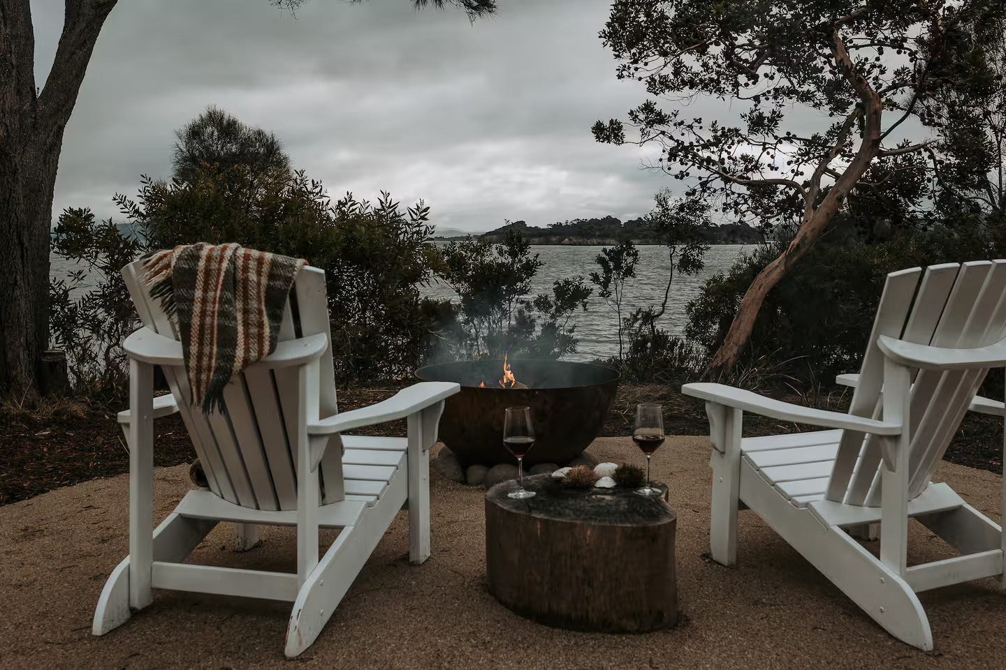 terrace with Adirondack armchairs The Songbird Tasmania