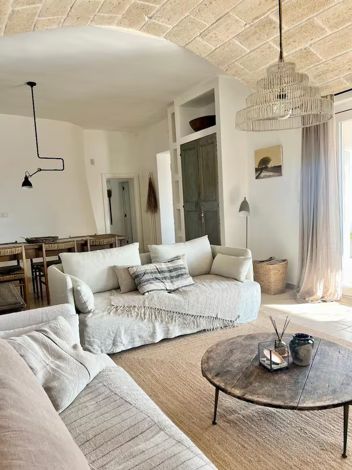 dining room and living room rustic chic decor renovated trullo in Puglia Trullo Falco