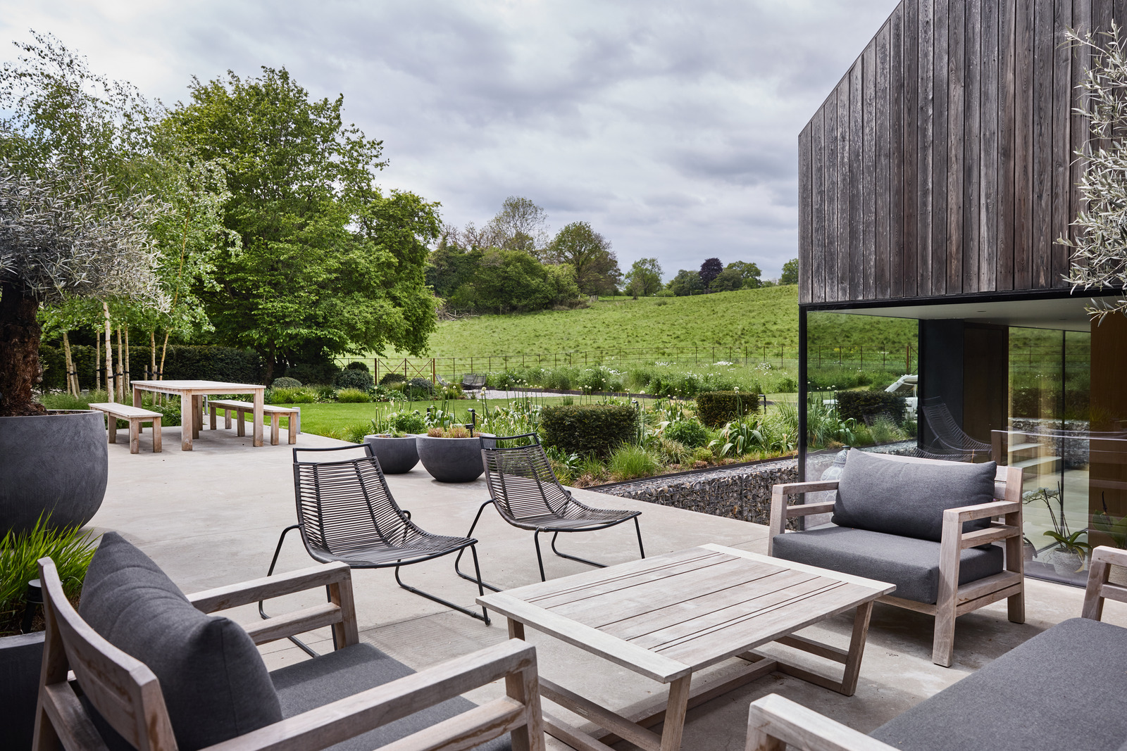terrace former English barn renovated by architects