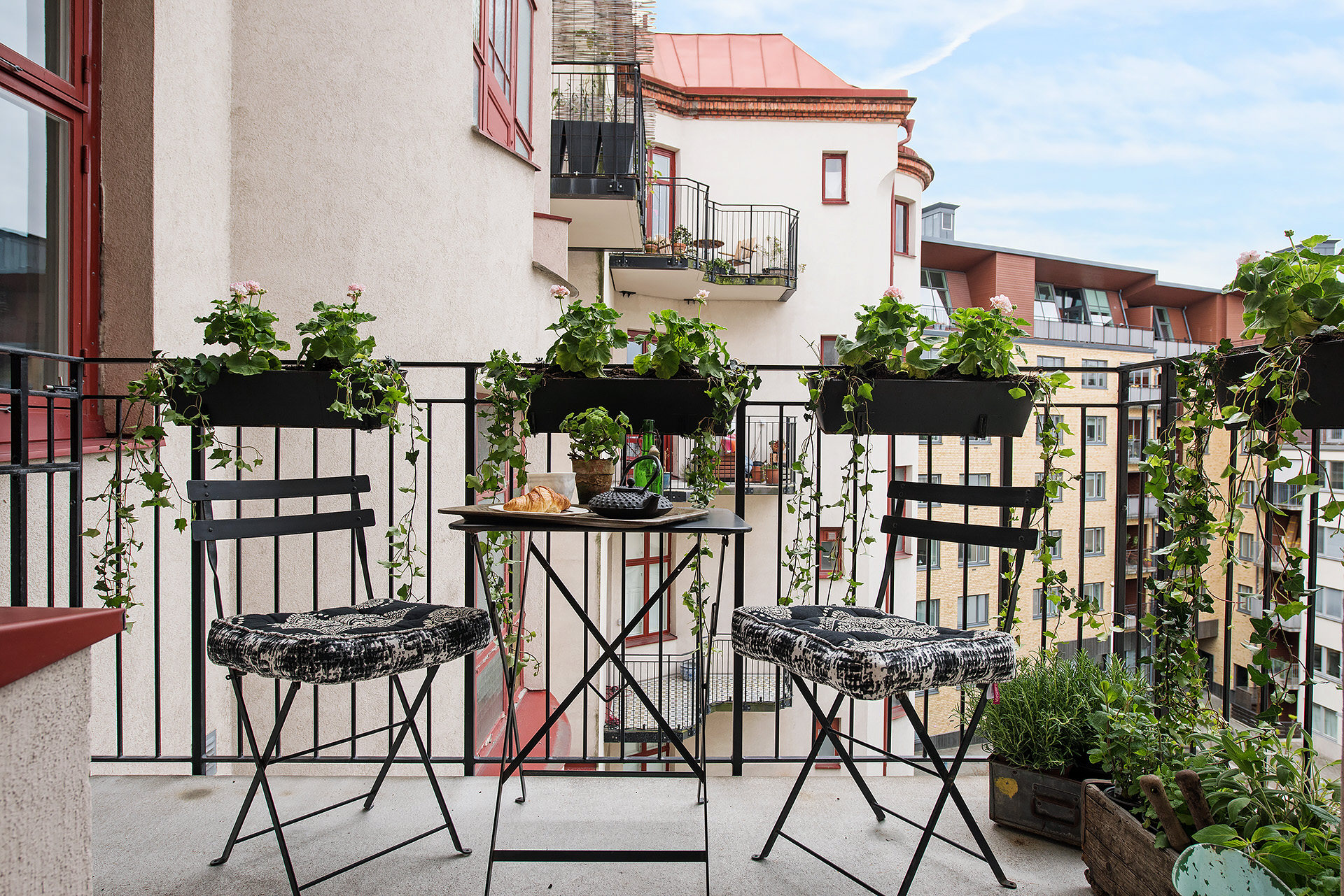 furnished narrow balcony