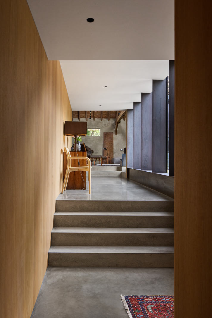 hallway with concrete floor