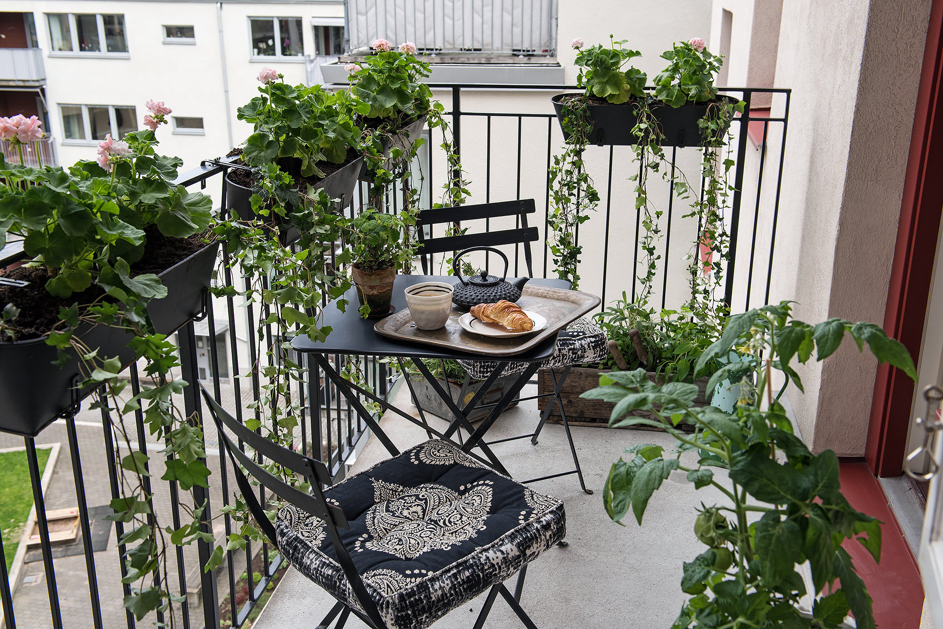 furnished narrow balcony