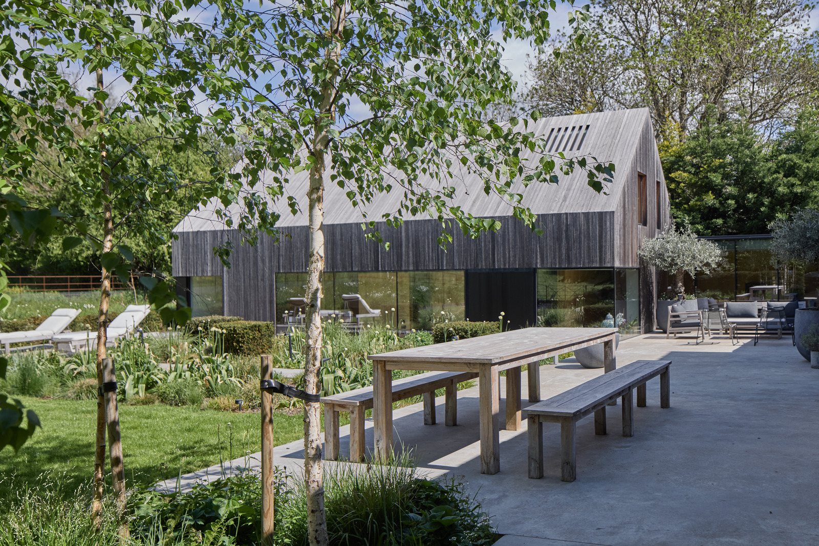 terrace former English barn renovated by architects