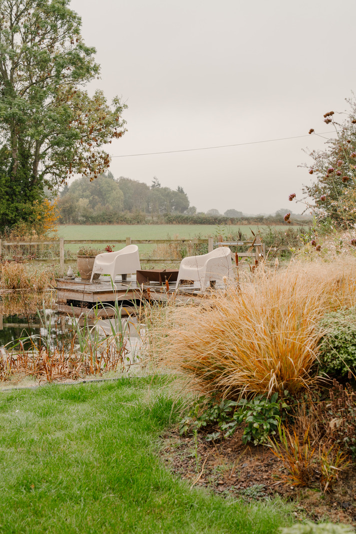 converted barn with natural ecological pool